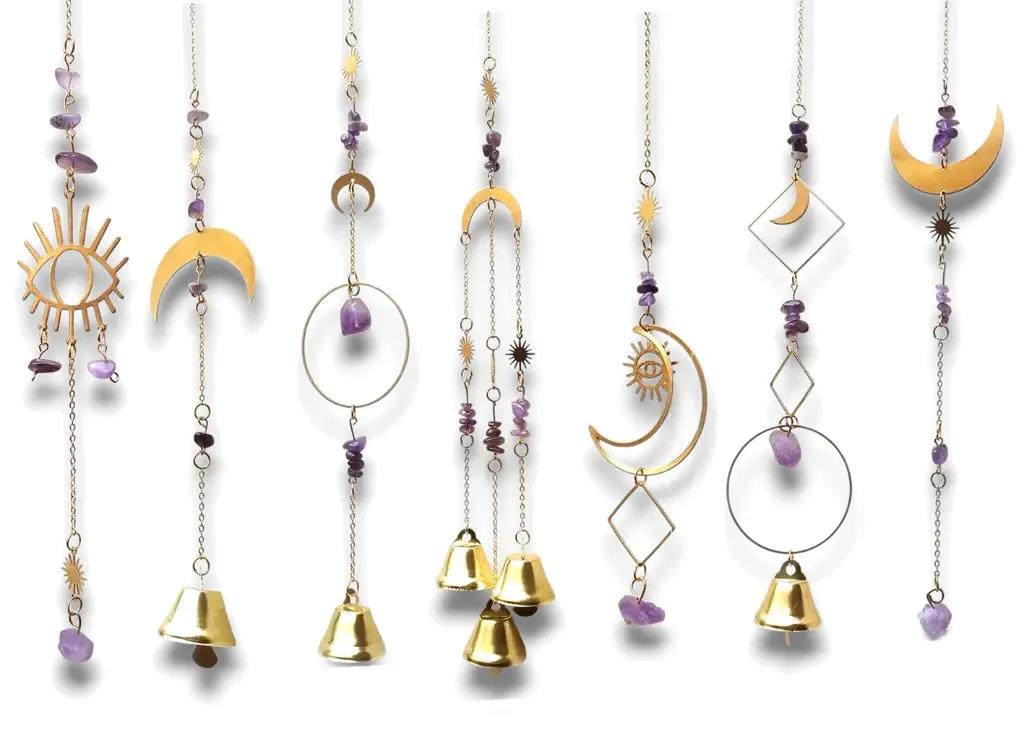 Foto de COLGANTE CRISTALES- AMATISTA CON CAMPANITAS/LUNAS (40 CM.))