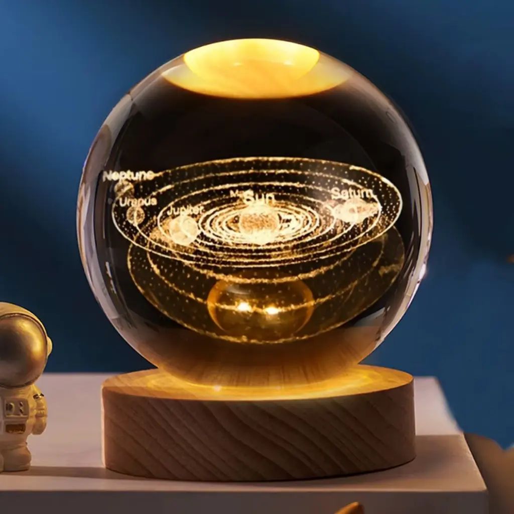 Foto de LAMPARA ESFERA DE VIDRIO SISTEMA SOLAR (8CM.)