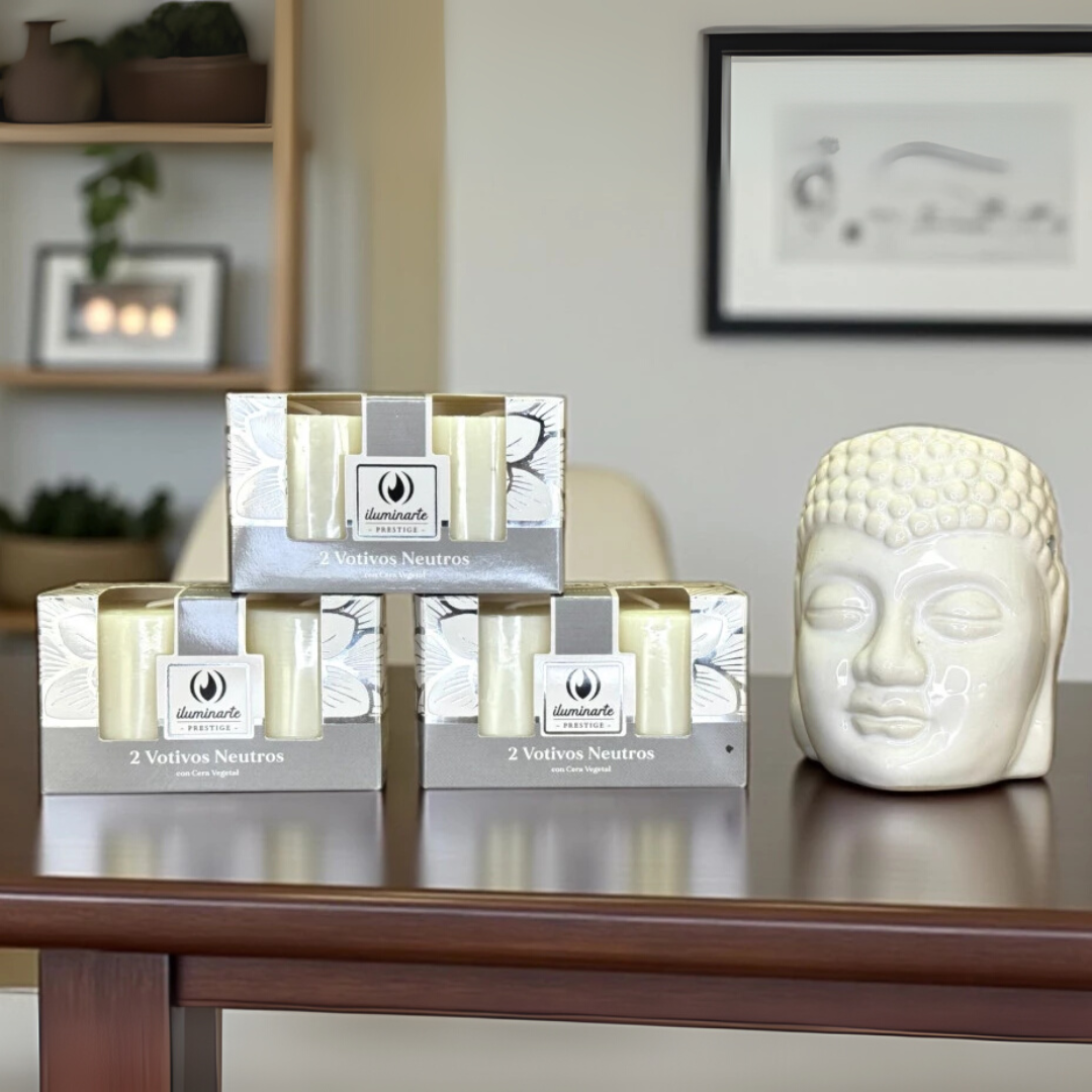 Foto de 2 VOTIVOS NEUTROS BLANCO C/CERA VEGETAL