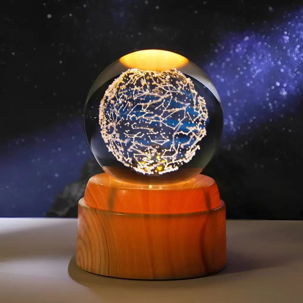 Foto de LAMPARA ESFERA DE VIDRIO GIRATORIA- CONSTELACIONES 6 CM.