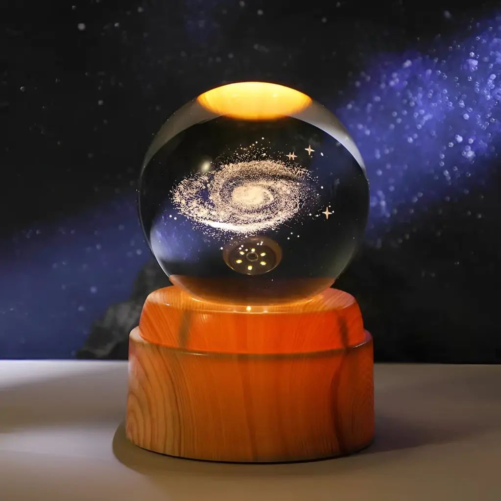 Foto de LAMPARA ESFERA DE VIDRIO GIRATORIA- GALAXIA 6 CM.