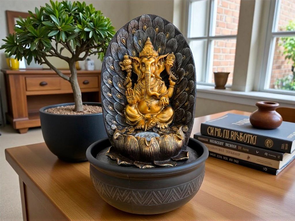 Foto de FUENTE DE AGUA GANESHA REAL CON LED 40 CM.